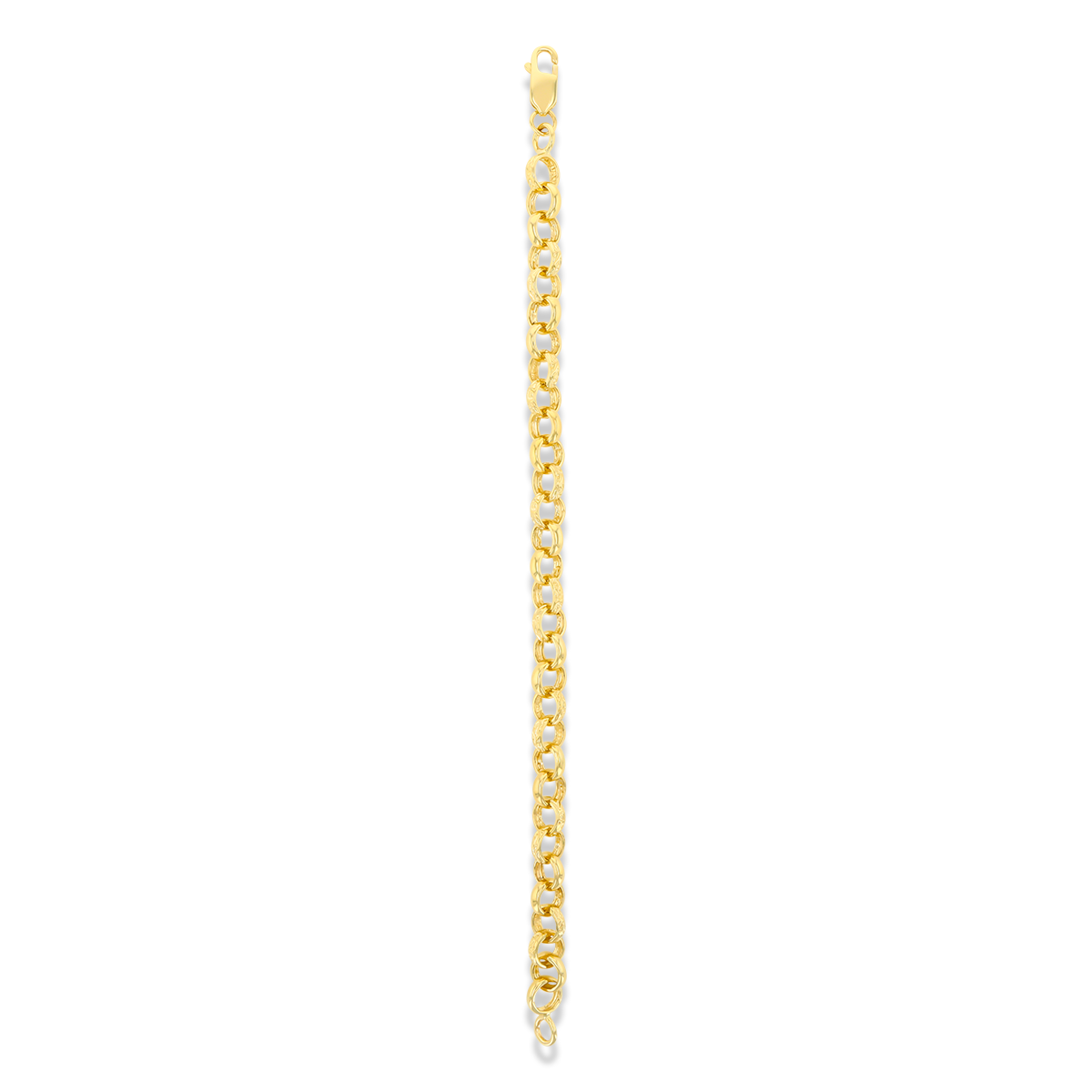 9ct Yellow Gold 7.5mm Plain & Engraved Belcher Link Bracelet