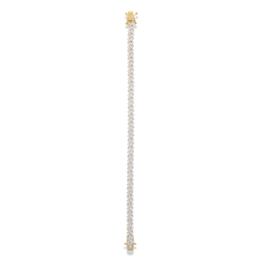 9ct Yellow Gold Baguette & Round Cut Cubic Zirconia Tennis Bracelet