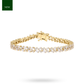 9ct Yellow Gold Baguette & Round Cut Cubic Zirconia Tennis Bracelet