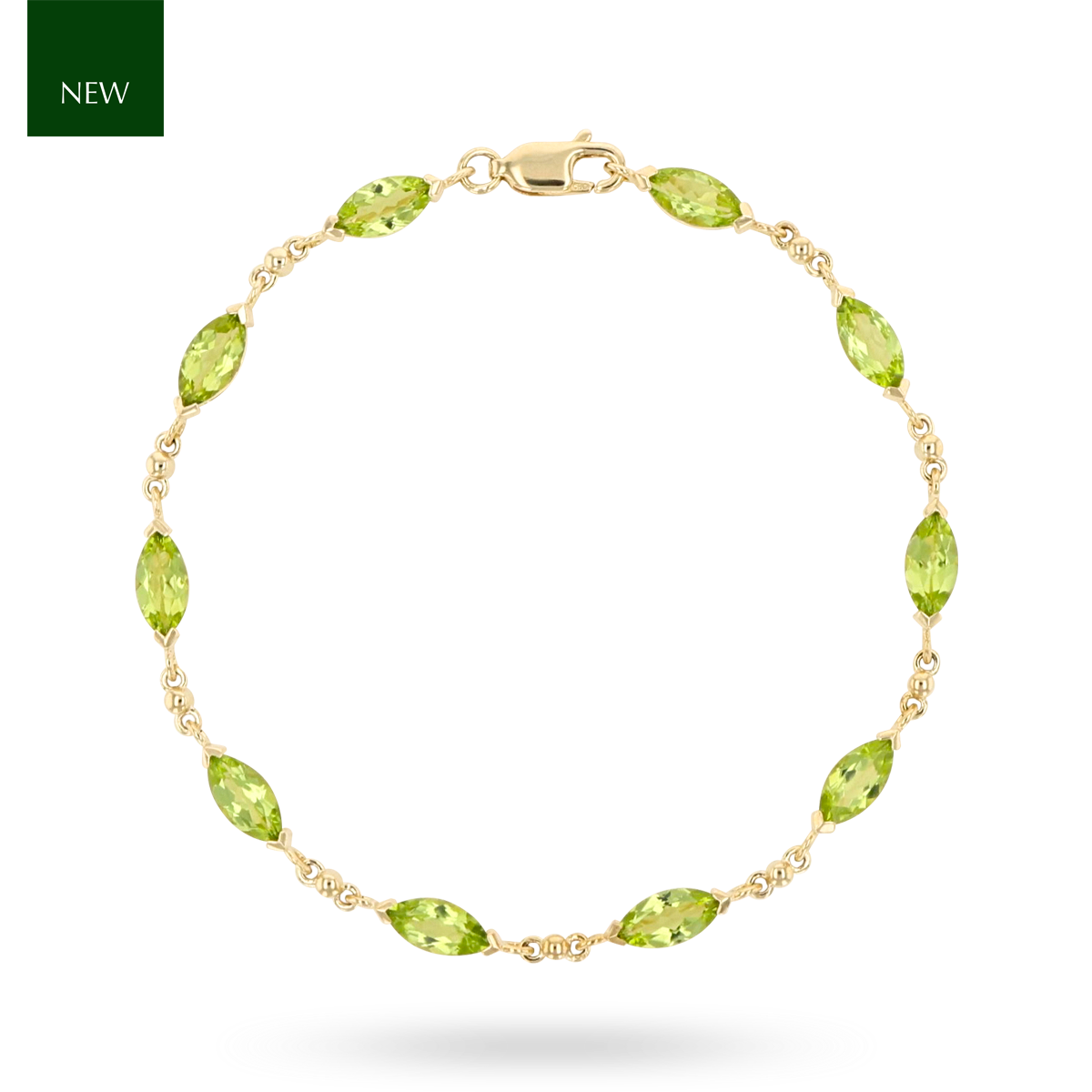 9ct Yellow Gold Marquise Shaped Peridot Bracelet