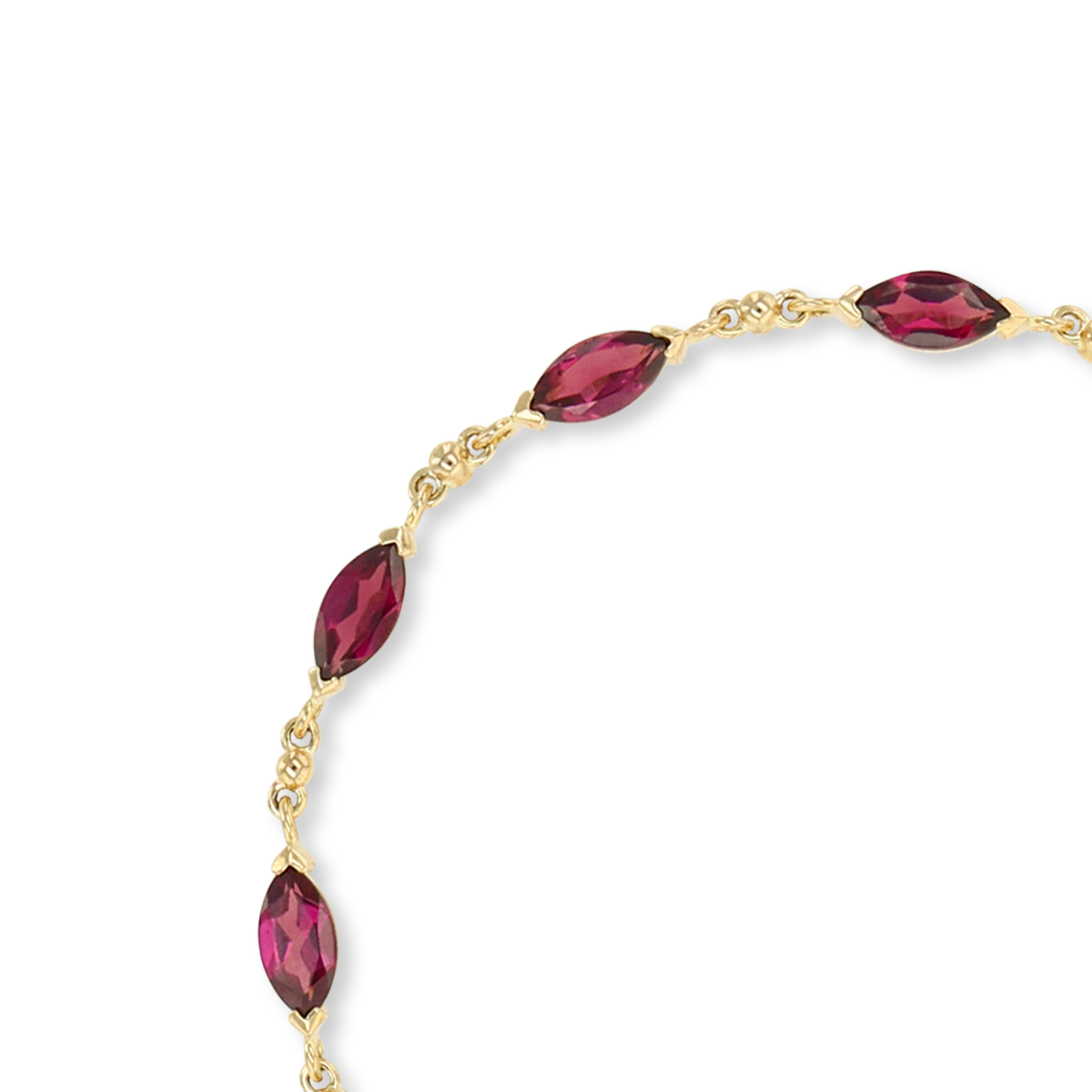 9ct Yellow Gold Marquise Shaped Rhodolite Garnet Bracelet