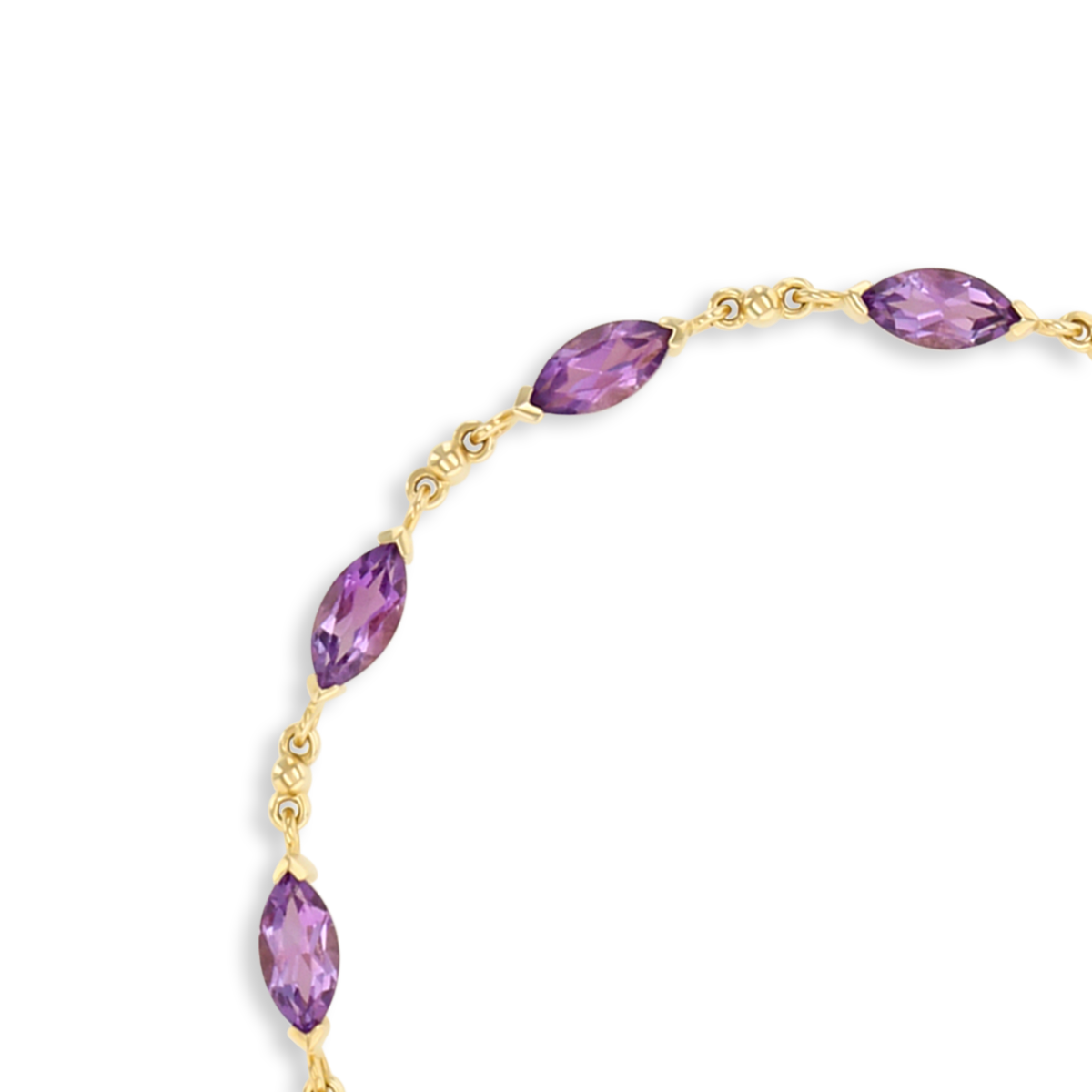 9ct Yellow Gold Marquise Shaped Amethyst Bracelet