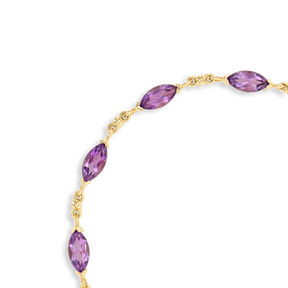 9ct Yellow Gold Marquise Shaped Amethyst Bracelet