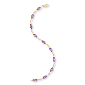 9ct Yellow Gold Marquise Shaped Amethyst Bracelet