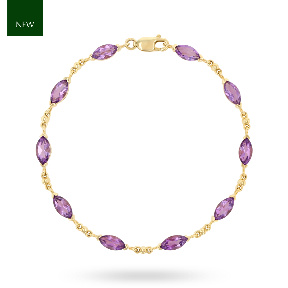 9ct Yellow Gold Marquise Shaped Amethyst Bracelet