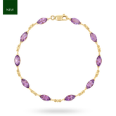 9ct Yellow Gold Marquise Shaped Amethyst Bracelet