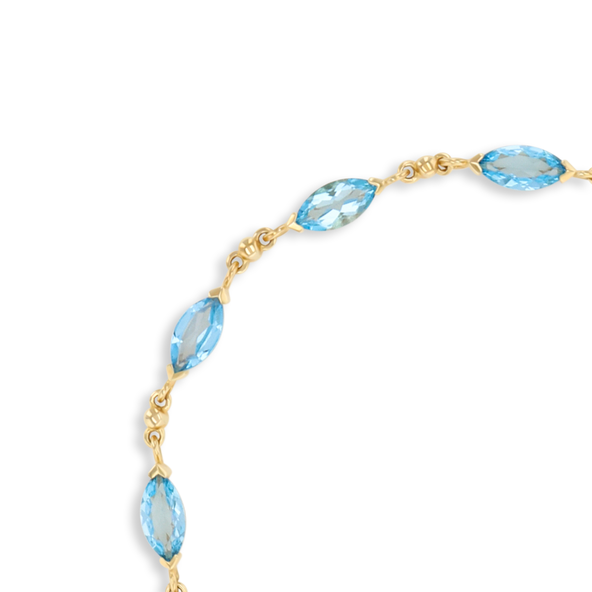 9ct Yellow Gold Marquise Shaped Blue Topaz Bracelet
