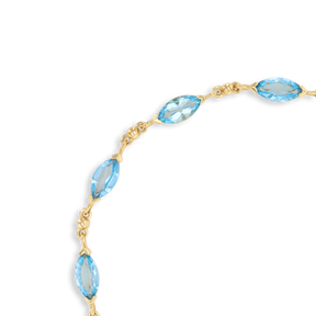9ct Yellow Gold Marquise Shaped Blue Topaz Bracelet