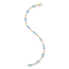 9ct Yellow Gold Marquise Shaped Blue Topaz Bracelet