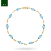 9ct Yellow Gold Marquise Shaped Blue Topaz Bracelet