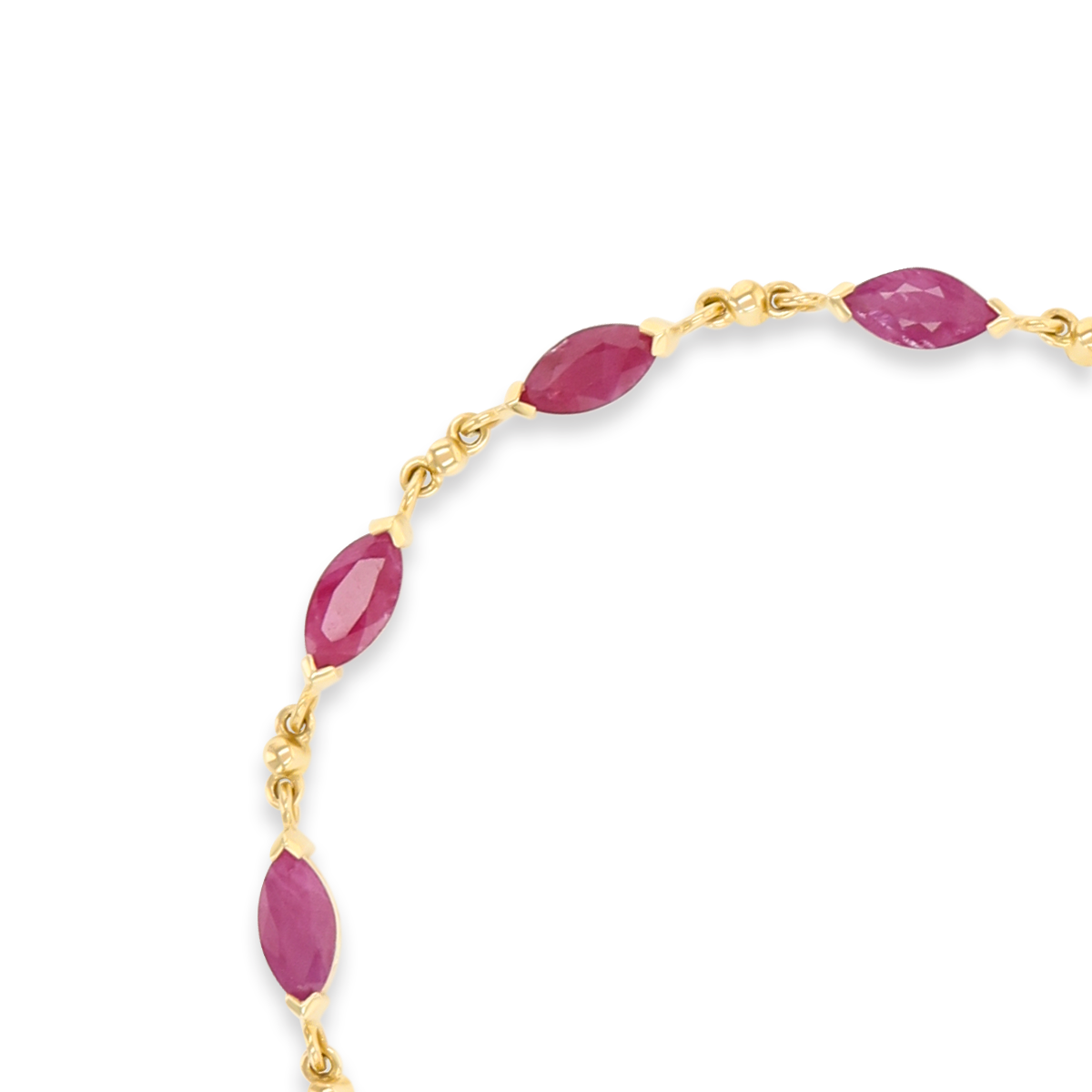 9ct Yellow Gold Marquise Shaped Ruby Bracelet