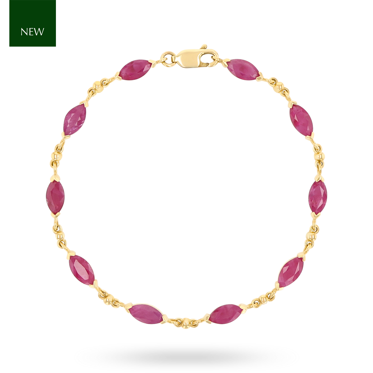 9ct Yellow Gold Marquise Shaped Ruby Bracelet