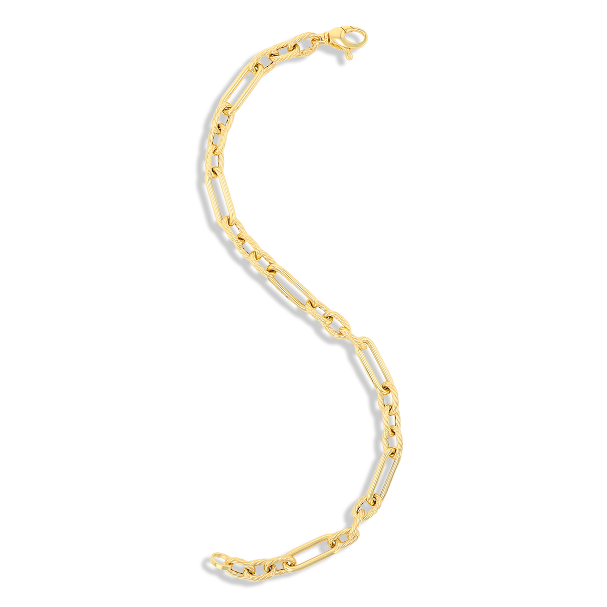 9ct Yellow Gold Polished & Twisted Oval Link Bracelet