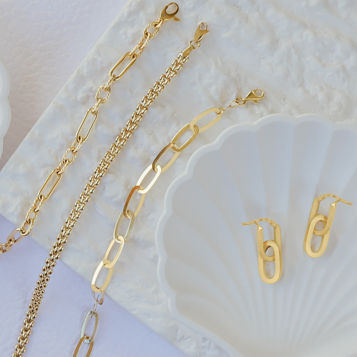 9ct Yellow Gold Fancy Bracelets & Hoop Earrings