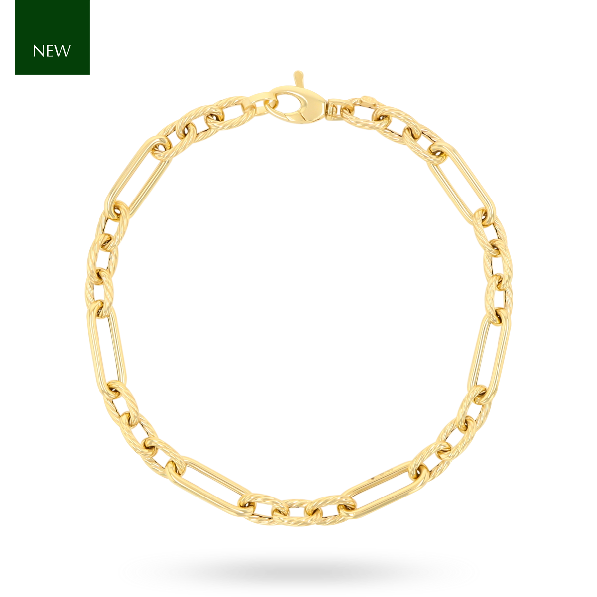 9ct Yellow Gold Polished & Twisted Oval Link Bracelet