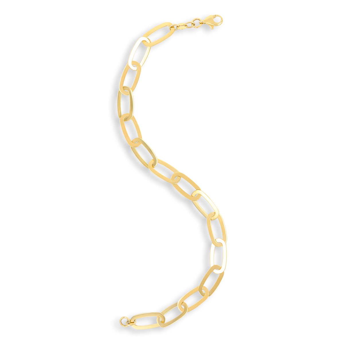 9ct Yellow Gold Elongated Flat Oval Link Bracelet