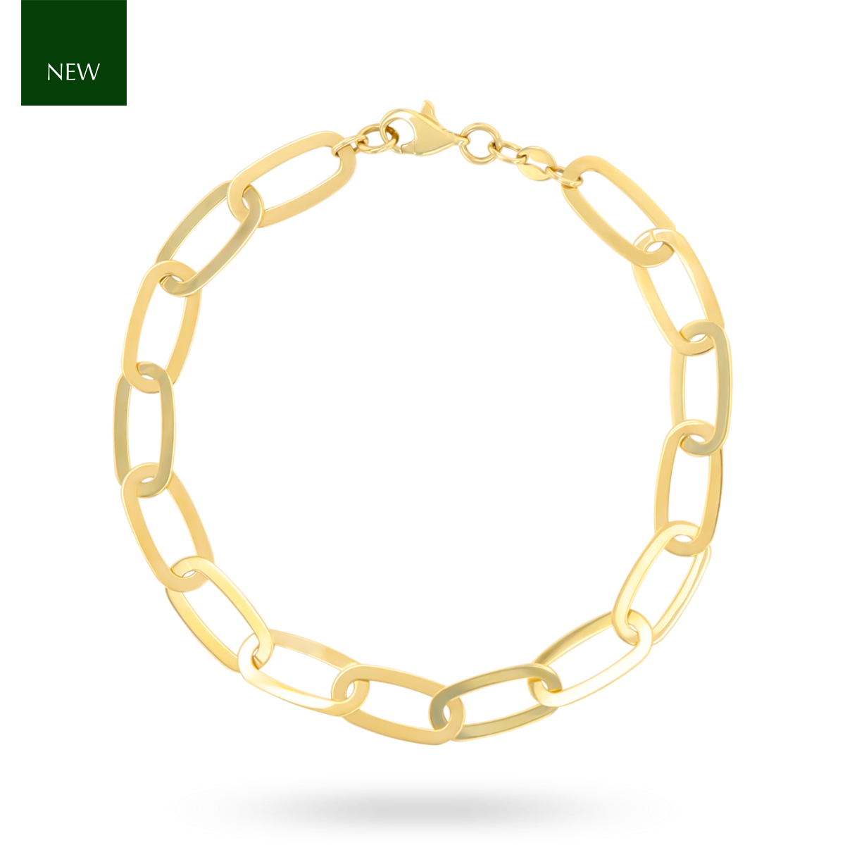 9ct Yellow Gold Elongated Flat Oval Link Bracelet