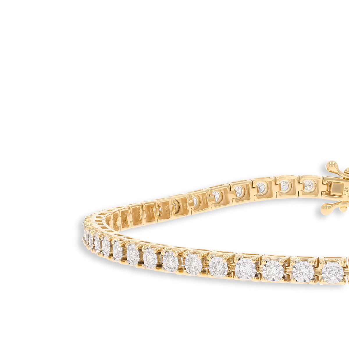 9ct Yellow Gold 1.00ct Diamond Tennis Illusion Set Bracelet