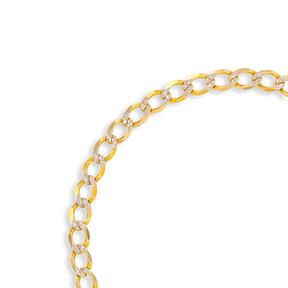 9ct Yellow & White Gold 4mm Diamond Cut Curb Bracelet