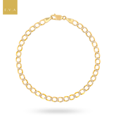 9ct Yellow & White Gold 4mm Diamond Cut Curb Bracelet