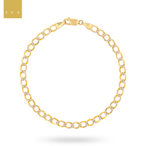9ct Yellow & White Gold 4mm Diamond Cut Curb Bracelet