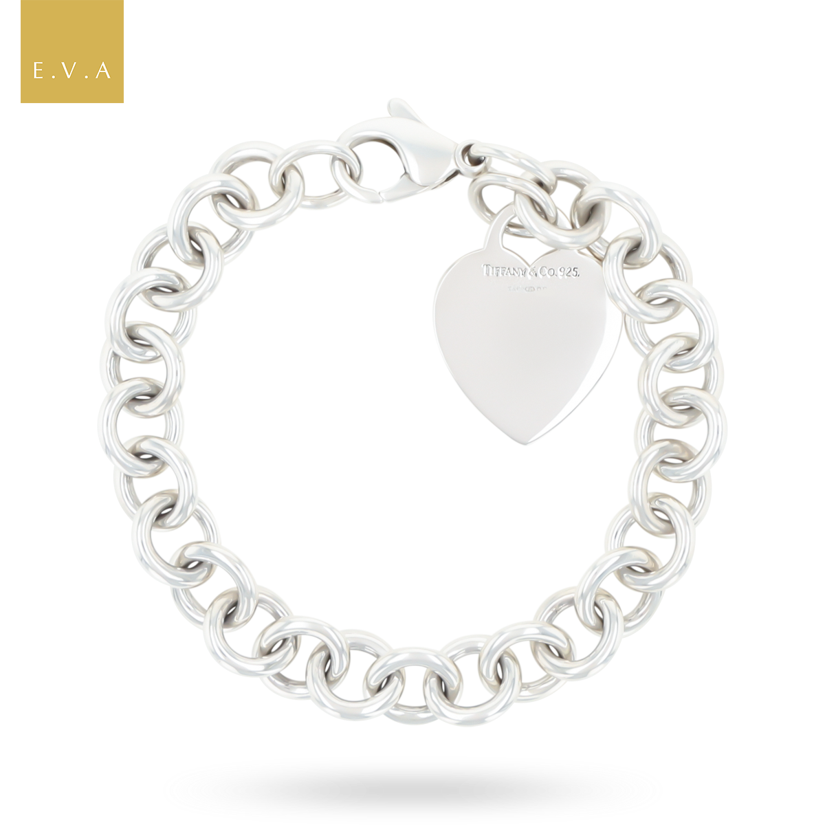 Tiffany & Co. Sterling Silver Plain Heart Tag 19cm Bracelet
