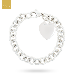 Tiffany & Co. Sterling Silver Plain Heart Tag 19cm Bracelet