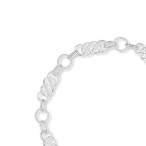 Sterling Silver Celtic Knot & Twisted Wire Circle Link Bracelet