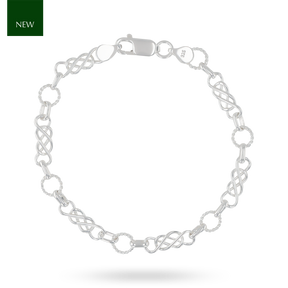 Sterling Silver Celtic Knot & Twisted Wire Circle Link Bracelet