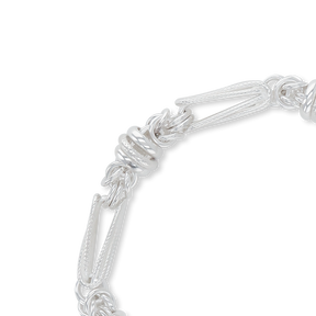 Sterling Silver Beaded Knot & Elongated Fetter Link Bracelet