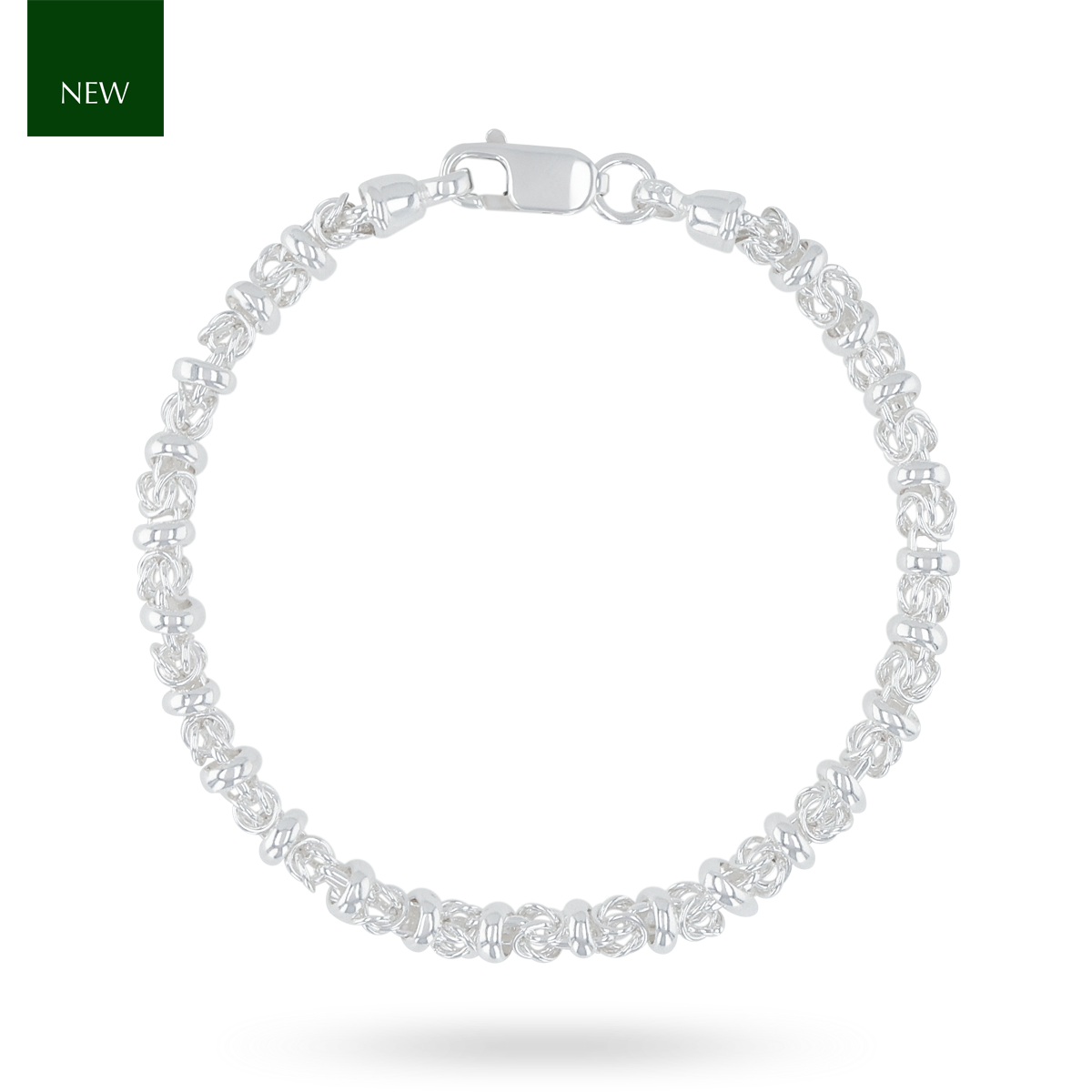 Sterling Silver Byzantine & Beaded Link Bracelet