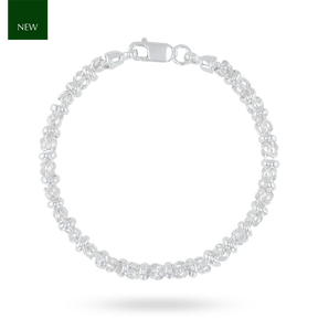 Sterling Silver Byzantine & Beaded Link Bracelet