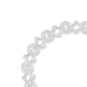 Sterling Silver Double Circle & Rhombus Link Bracelet