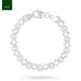 Sterling Silver Double Circle & Rhombus Link Bracelet