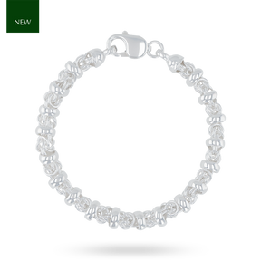 Sterling Silver Chunky Byzantine & Beaded Link Bracelet