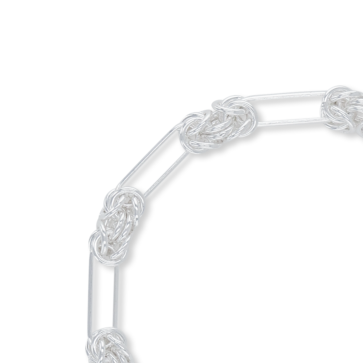 Sterling Silver Chunky Byzantine & Elongated Link Bracelet