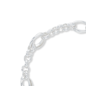 Sterling Silver Round Belcher & Interlocking Oval Link Bracelet