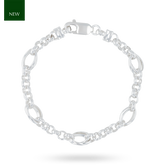Sterling Silver Round Belcher & Interlocking Oval Link Bracelet