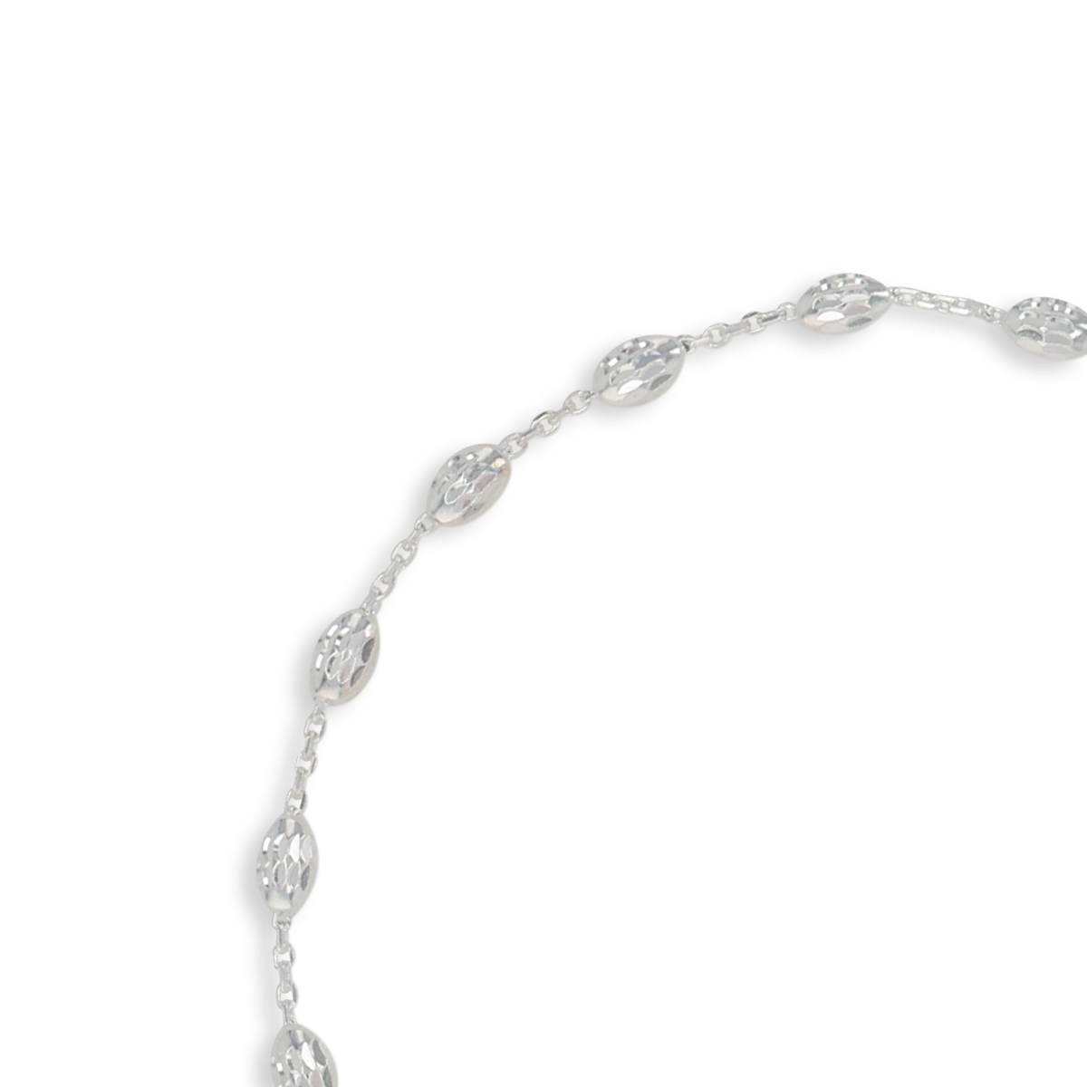 Sterling Silver 7” Diamond Cut Beaded Trace Link Bracelet