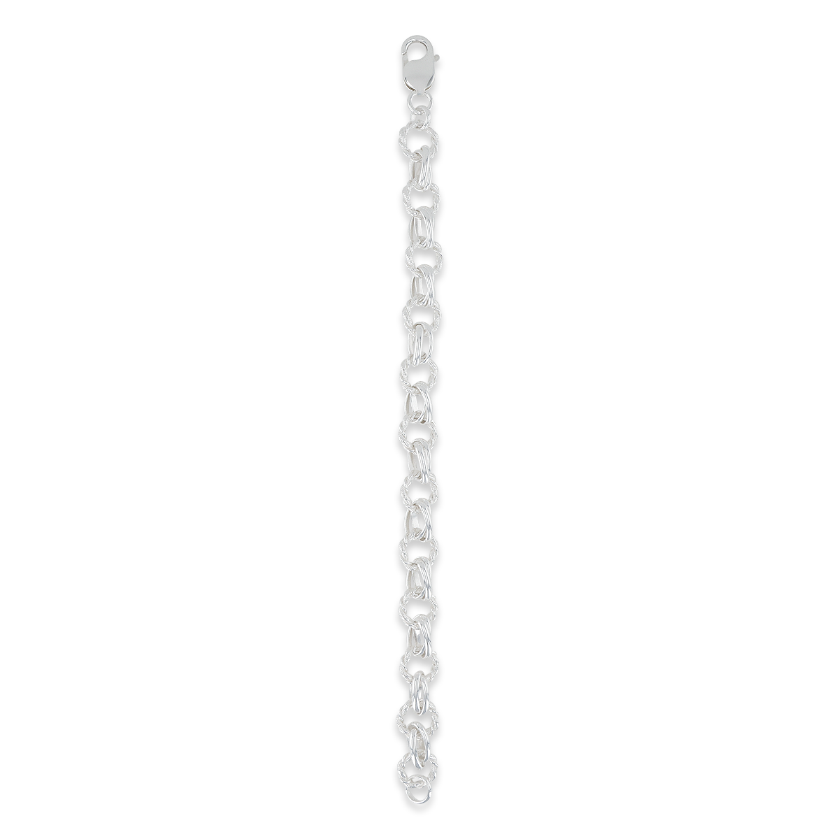 Sterling Silver 10mm Fancy Round Twist Link Bracelet