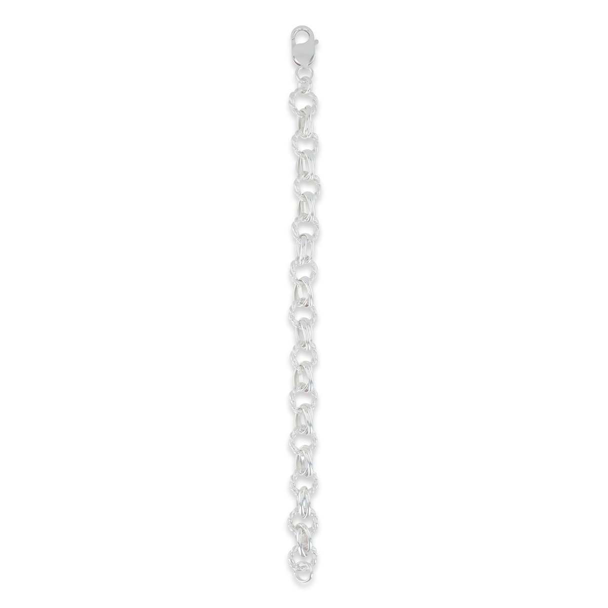 Sterling Silver 10mm Fancy Round Twist Link Bracelet