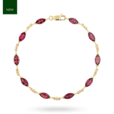 9ct Yellow Gold Marquise Cut Rhodolite Garnet Bracelet