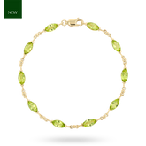 9ct Yellow Gold Marquise Shaped Peridot Bracelet