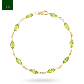 9ct Yellow Gold Marquise Shaped Peridot Bracelet