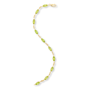 9ct Yellow Gold Marquise Shaped Peridot Bracelet