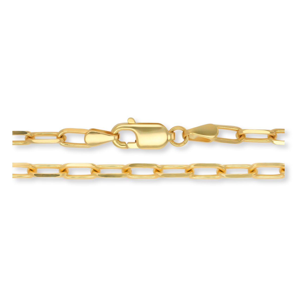 9ct Yellow Gold 3.3mm Paperclip Chain - Clasp