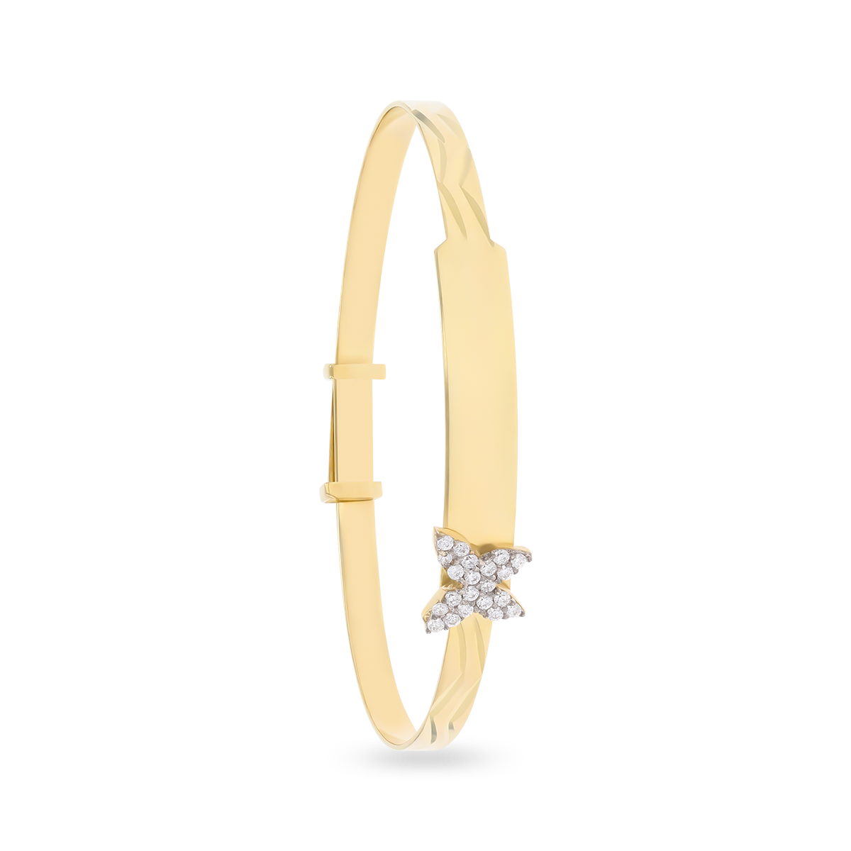 9ct Yellow Gold Cubic Zirconia Butterfly ID Expandable Baby Bangle