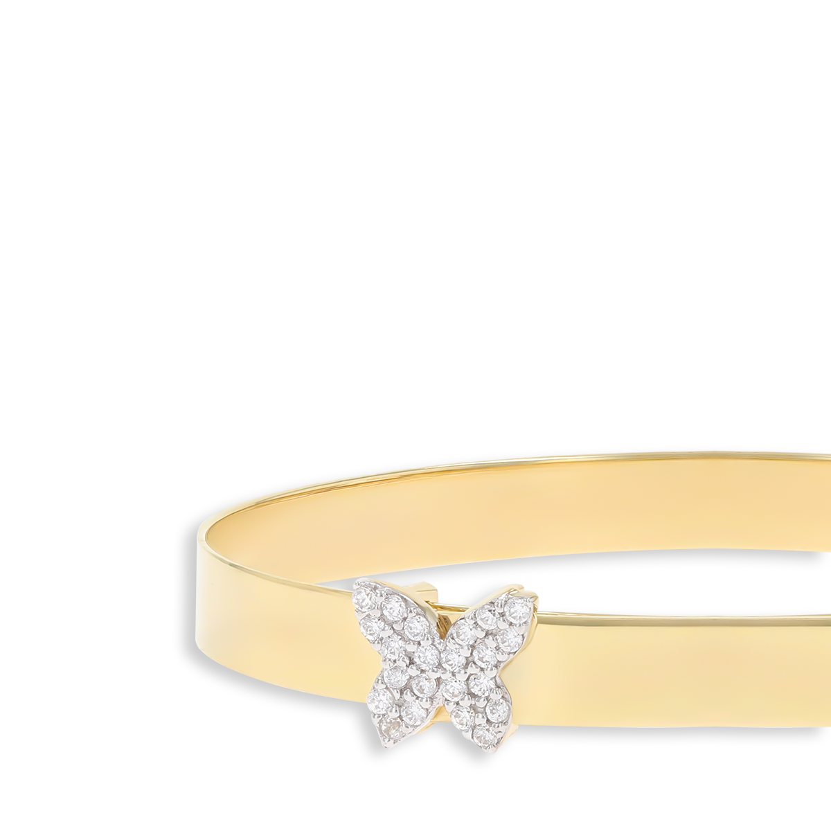 9ct Yellow Gold Double Cubic Zirconia Butterfly Expandable Baby Bangle