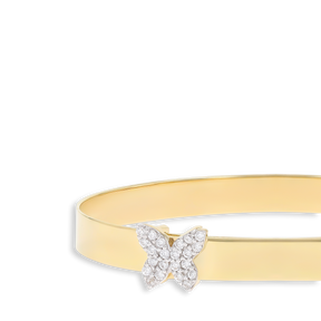 9ct Yellow Gold Double Cubic Zirconia Butterfly Expandable Baby Bangle