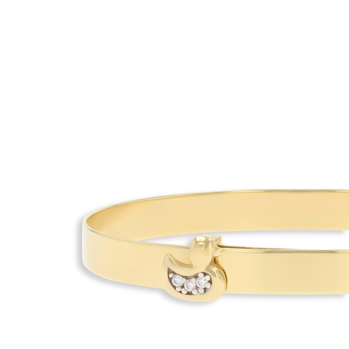 9ct Yellow Gold Double Cubic Zirconia Duck Expandable Baby Bangle